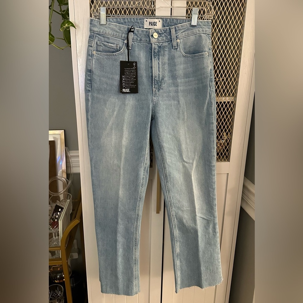 Paige Colette Raw Hem High Waist Crop Flare Jeans Size 27. Brand New